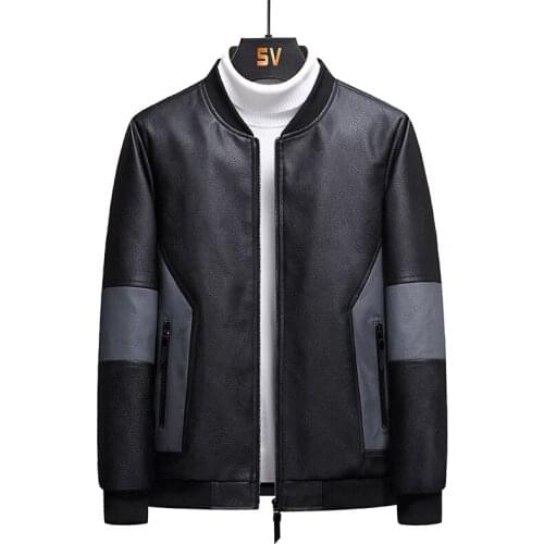 Men Spring New Motorcycle Causal Leather Jacket Coat Men Autumn Outfit Fashion Biker Pocket Design PU Leather Jacket Men