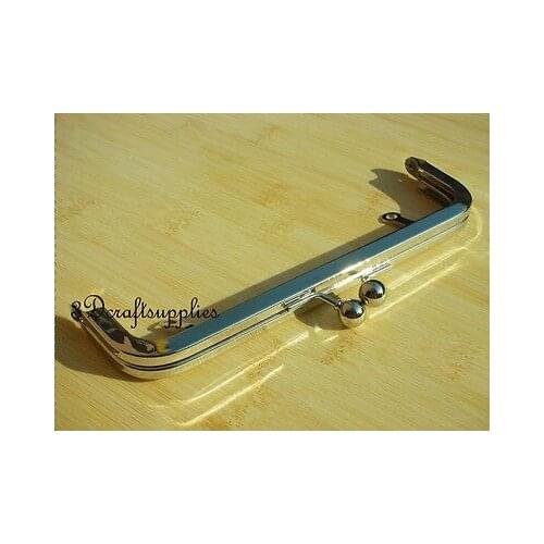 Metal purse frame glue on clasp clip silver 7 inch X 2 inch C52