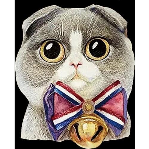 Cute animals Cat Patch Iron On Transfers For Clothes Stripes Patches Thermo Stickers Heat Transfer Vinyl Badge Applique