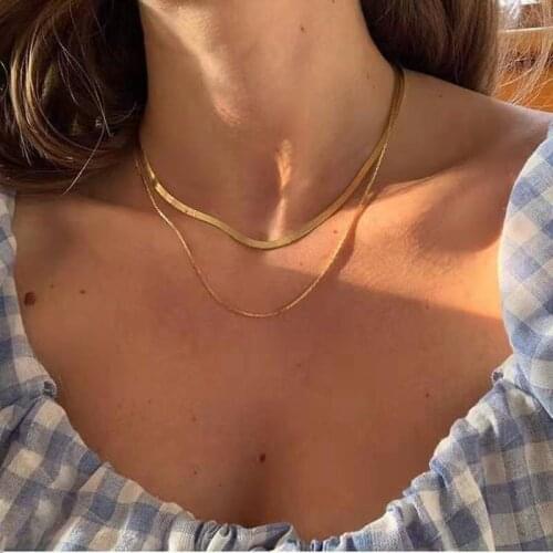 Fashion Personality Gift Necklace Creative Retro Gold Alloy Snake Bone Double Layer Ladies Necklace 2021 Trend Party New Gift