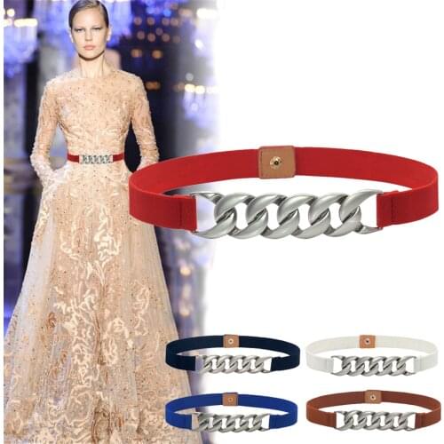 Fashion Lady Wide Belts Women Wide Elastic Belt Buckle Waist Dress Stretch Fashion Design Daily Casual Solid Color Soft Belt