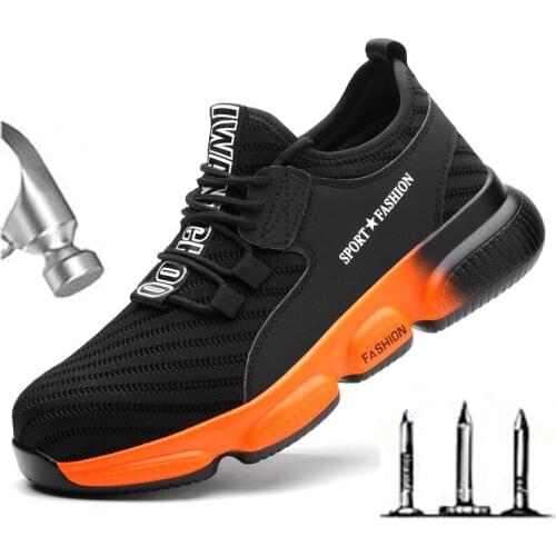 Men fashion Steel Toe Work Shoes Breathable Working Shoes Man Safety Lightweight Puncture-Proof Safety Boots M442