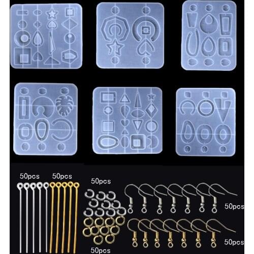 306 Diy Crystal Epoxy Earrings Pendant Mold Set, Geometric Silicone Necklace Jewelry Making Model