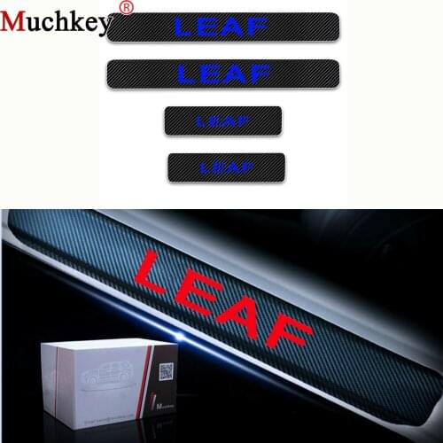 Car Sticker Door Threshold Plate For Nissan Leaf Carbon Fiber Car Scuff Plate Side Door Sill Guard Auto Parts Car-styling 4Pcs