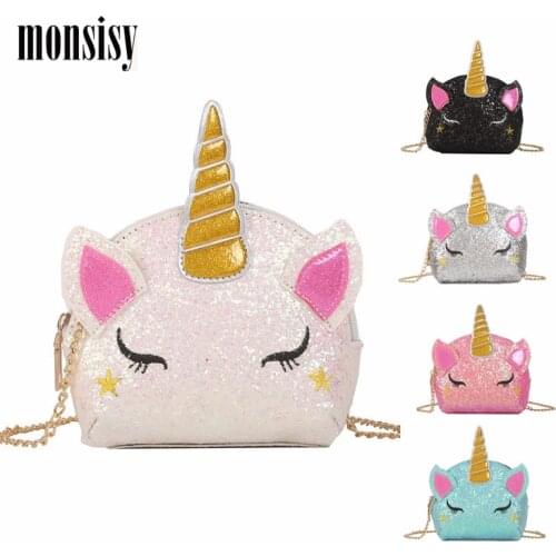 Monsisy 2020 New Girls Purse and Handbag For Women Small Wallet Summer Lolita Shiny Unicorn Shoulder Bag Kid Ladies Coin Bolsa