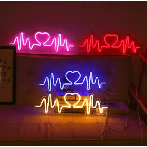 NEW LED Heartbeat Neon Lamp Valentines Day Gift Decoration Wall Light Love Neon Sign Light for Background Wall Bedroom Decorate