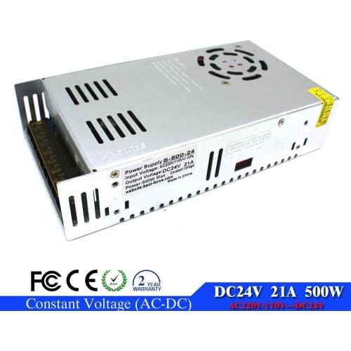 Single Output DC Power Supply 24V 21A 500W Led Driver Transformers 110V 220V AC to DC24V SMPS for Led Strip Display Control lamp