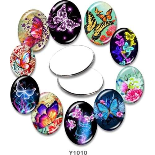 Butterfly Oval glass cabochon 13x18mm/18x25mm/30x40mm flat back Making findings TRY1010