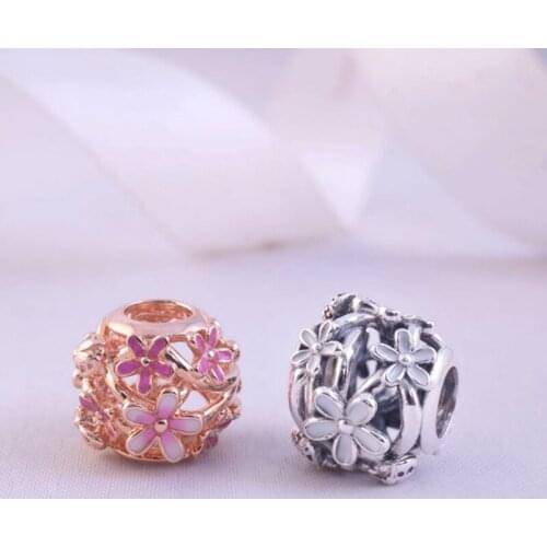 2020 Rose Gold 925 Sterling Silver charms Sparkling Leaf Flower Dangle Charms fit Original Pandora Bracelets Women DIY Jewelry