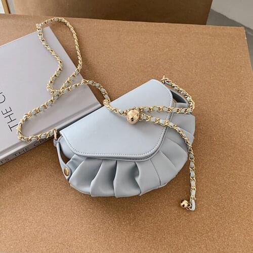 Folds Crossbody Bags Casual Bags 2021 Womens Bells Purses and Handbags Solid Color Shoulder Bag Woman Chain Backpack Summer New