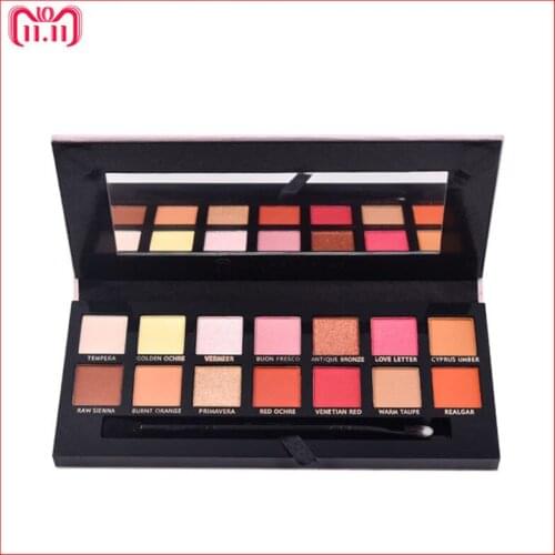 Professional 14 Color Pink Velvet Eye Shadow Palette Matte Flash Shimmer Nude Shadow Eye Shadow Brush Beauty Makeup Set Lasting