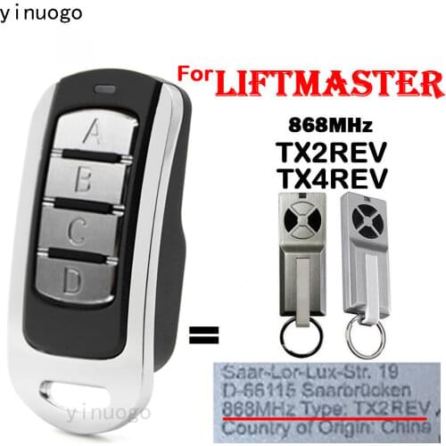 Programming Liftmaster TX2REV TX4REV 868MHz Remote Control Garage Door Chamberlain Liftmaster TX4RUNI ML510EV ML700EV ML1000EV
