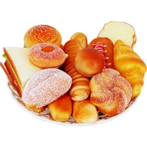 PU Simulation Food Fake Bread Hamburger Cake Home Decoration Window Display Photography Props Kitchen Toy