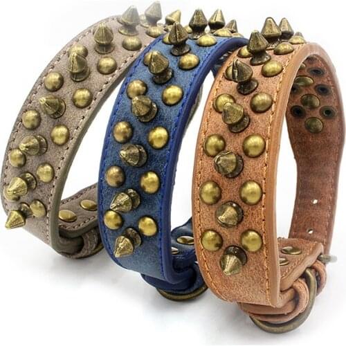 Adjustable PU Leather Punk Rivet Spiked Dog Collar Pet Collars For Small Dog Cat Pet Dog Supplies