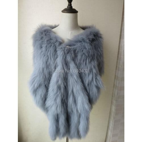 Opulent /Wonderful Lady' Real 100% Fox fur knitted cape/wrap/coat/shawl/ cloa/GRAY