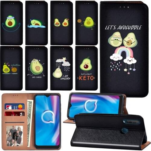 Avocado Series Pattern Luxury Flip Case for Alcatel 1C/1S 2020/1V 2020/3L 2020 Durable Phone Cover Case