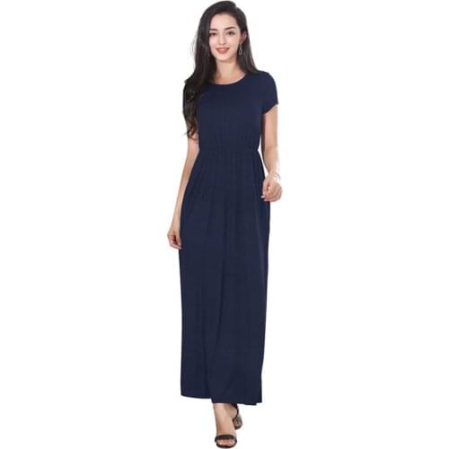Sexy Women Dress Plus Size XXL Summer 2021 Lady Casual Short Sleeve Solid Color Maxi Dress For Women Long Dress Free Shipping