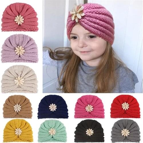 Pure Color Childrens Knitted Hat Baby Sticky Rhinestone Headgear Fall Winter Fashion New Warm Woolen Headwear
