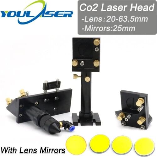 CO2 Laser Cutting Head Set Silicon Reflect Mirror 25mm USA Focus Lens 20mm-63.5mm for Laser Engraving Cutting Machine