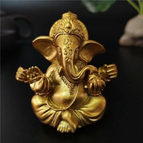 Gold Lord Ganesha Buddha Statue Elephant God Sculptures Ganesh Figurines