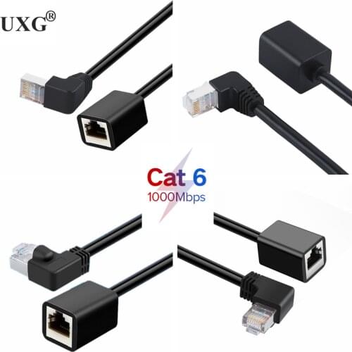 Cat6 Ethernet Extension Cable Rj45 Cat6 Ethernet Lan Network Cable Male to Female RJ45 90 Degree Right Anlge for PC Laptop