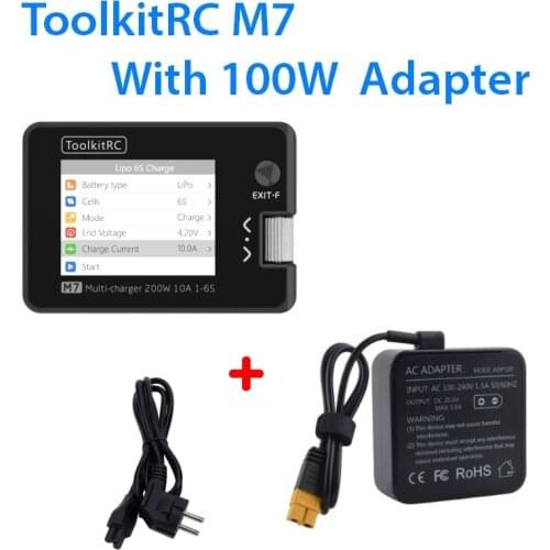 ToolkitRC M7 200w 10A Smart Balance Charger Discharger With 100W Adapter for 1-6S Lipo LiHV LiFe Lion Battery