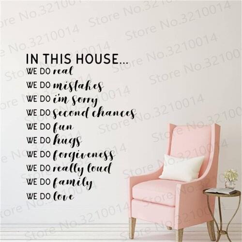 In This House We Do Real We Do Mistakes, Wall Decal, Vinyl Decal, In This House Decal,Living Room Wall ,Family Rules Sign PW132