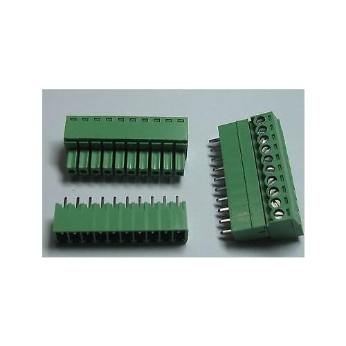150 pcs Screw Terminal Block Connector 3.5mm 10 pin/way Green Pluggable Type