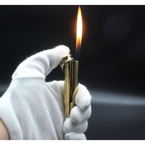 Bullet Lighter with Red Laser Refillable Flame Metal Butane Gas Cigarette Lighters Gold for Men Smoker