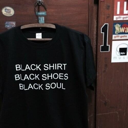 Black Shirt Black Shoes Black Soul Women Print T-shirt Casual Short Sleeve slogan women grunge tumblr aesthetic hipster goth Tee