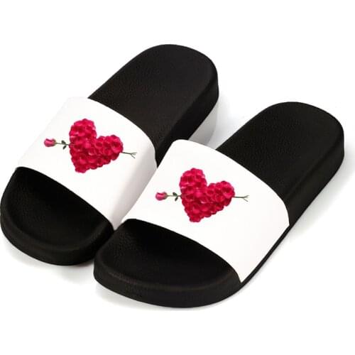 Ladies Shoes 2021 Summer Home Slippers Heart Shape Pattern House Slides Non-slip Flip Flops Beach Sandals Fashion Women shoes