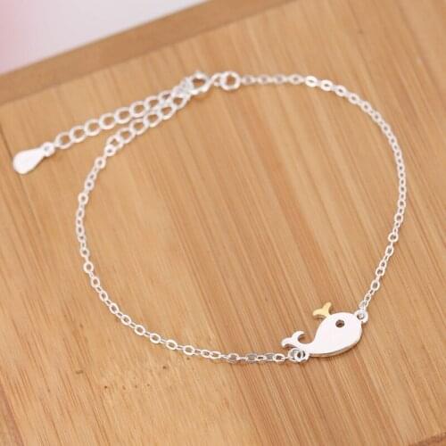 Daisies Whale Charm Bracelet Bangle 925 Sterling Silver Bracelet For Women Cute Animal Dolphin Link Chain Statement Jewelry