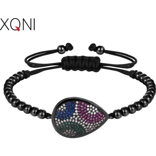 XQNI Geometry Pattern Water Drop Bracelet For Women Colorful Fashion Jewelry with Strand Beads Combination Luxury New Year Gift