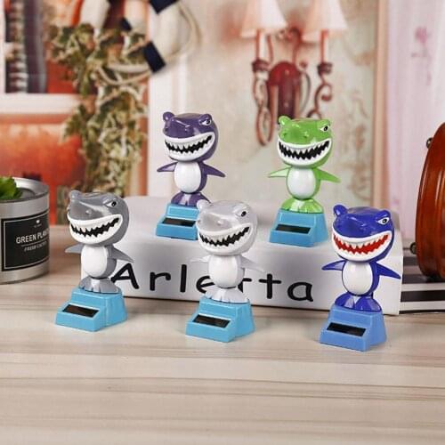 1Pcs Cartoon Mini Cute Shark Solar Swing Car Auto Interior Dashboard Decoration Gift Creative Vibrant Home Ornaments Crafts