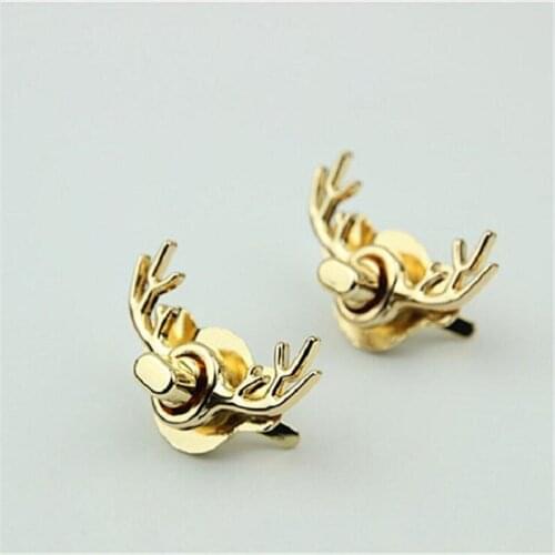 10pcs Luggage Handbag Metal Accessories Light Gold Deer Head Lock Animal Decoration Screw Lock