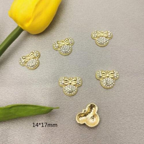 10pcs/pack Shinny Full Rhinestone Mickey Metal Charms Chic Bow Mouse Head Pendants Earring Fit DIY Handmade Jewelry Accessories