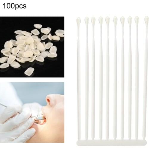 100 pcs Disposable Dental Materials Brush Applicator Adhesive head Ensure Strong Adhesion Tip For Tooth Crown Porcelain Veneer