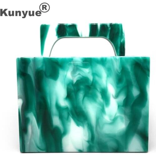 21New Wallet Stylish Ink Print Green Acrylic Evening Bags Elegant Lady Handle Clutch Purse Casual Chains Party Prom Chic Handbag