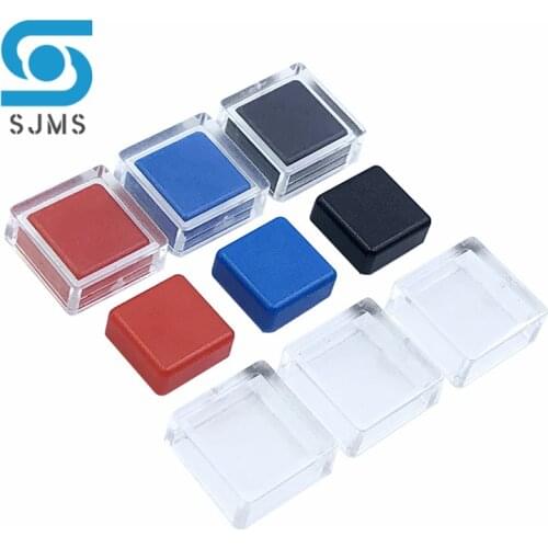 50Pcs A66 8x8x4.4mm Color Square Tactile Switch Button Caps with Transparent Cover Button Cap Hat For 6*6*7.3mm Square Head