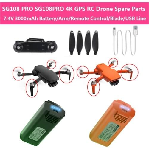 SG108 PRO SG108PRO 4K HD GPS Brushless RC Drone Spare Parts 7.4V 3000mAh Battery/Arm/Remote Controller/Blade/USB Charging Cable
