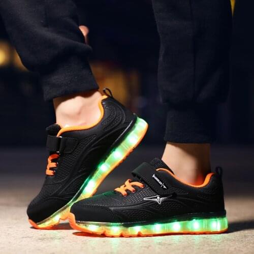 LED Sneakers For Children USB Charging Luminous Sneakers for Kids Skate Shoes with lights Children Breathable Non-slip Sneakers