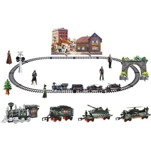 Children Electric Remote Control Rail Train Set Simulation DIY Assembly Model Train Toy Rechargeable Classic Steam Train
