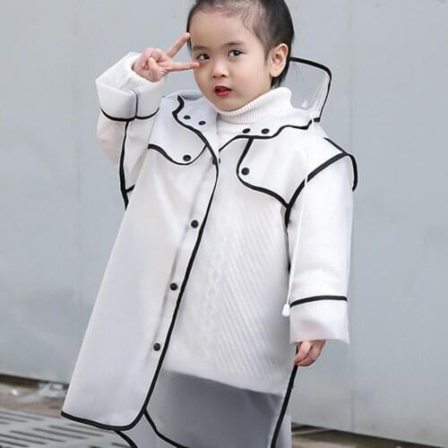 Children Raincoat Portable Waterproof Transparent high-quality EVA Outdoor Hooded Drawstring Raincoat Rain Gear