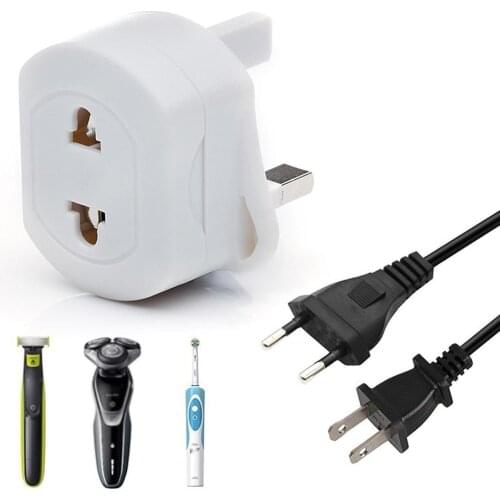 EU 2 Pin To UK 3 Pin Fused Adaptor Plug Black For Shaver/Toothbrush F1K0