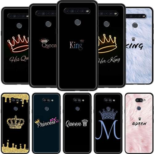Phone Case for LG K41s K61 G6 K40 K51 G8 K50s K40s G7 K52 K31 K62 K71 Q51 Q60 Q61 Black Shell Cover Queen and king crown