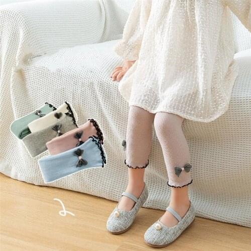 Cotton Baby Girl Leggings Cute Bow Thin Infant Toddler Tights Summer Non-slip Girls Leggings Pantyhose