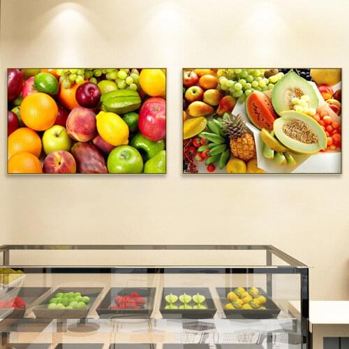 Fruit Decoration Painting Modern Fruit Stand Restaurant Decoration Poster Mixed Fruit Apple Pineapple Wall Art Printing Picture