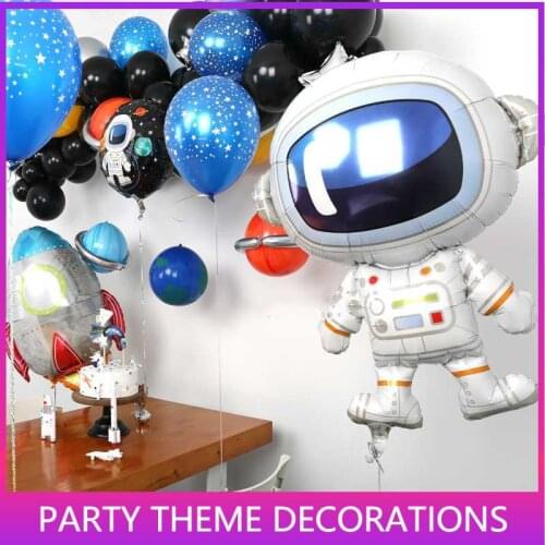 Outer Space Party Astronaut balloons Rocket Foil Balloons Galaxy Theme Party Boy Kids Birthday Party Decor Favors helium globals