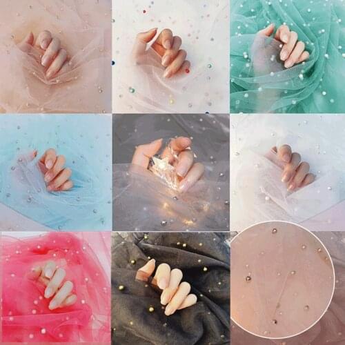 Lace Glitter Small Pearl Tulle Mesh DIY Tulle Fabric Backdrop Wedding Dress Dress Birthday Party Table Decoration Table Runner