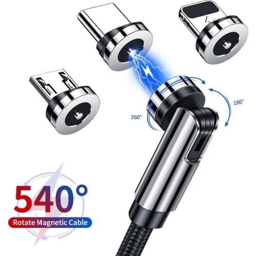 540 Rotate Magnetic USB Cable Fast Charging Magnet Charger Micro USB Type C Cable Mobile Phone Wire Game Cord For iPhone Samsung